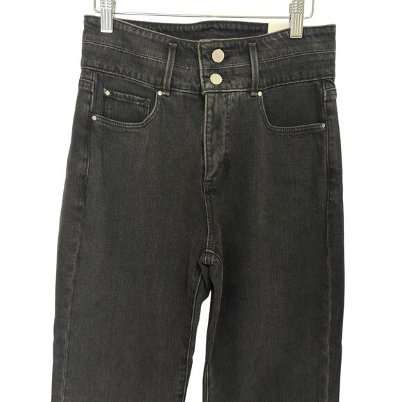 Ann Taylor Sz 2 Sculpting Pocket High Rise Straight Crop Jeans In Washed Black - Picture 3 of 9